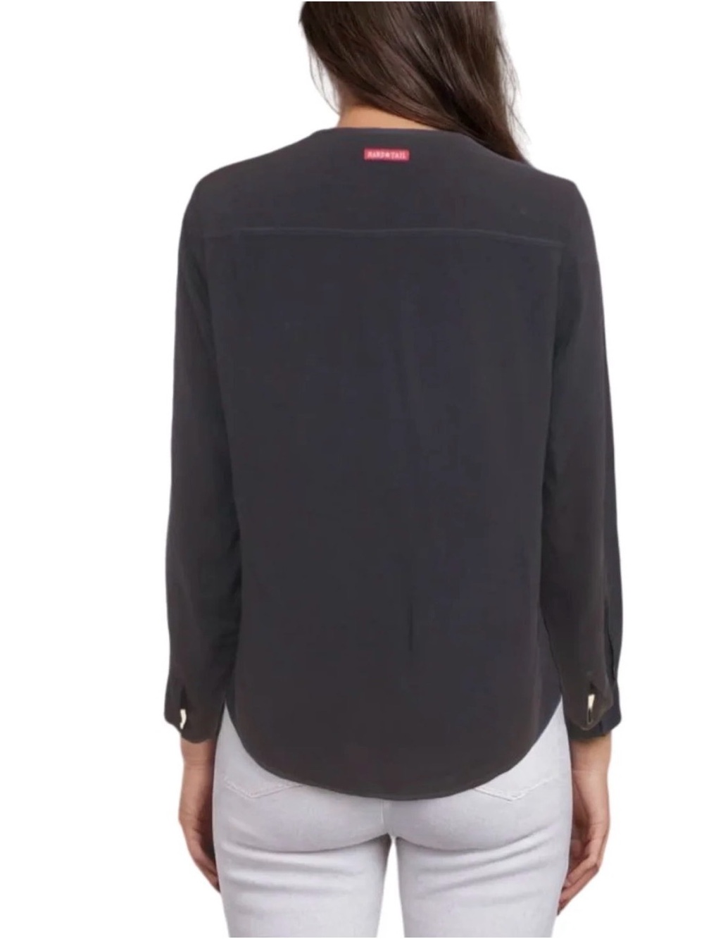 Hard Tail Black Long-Sleeve Back-Detail Blouse